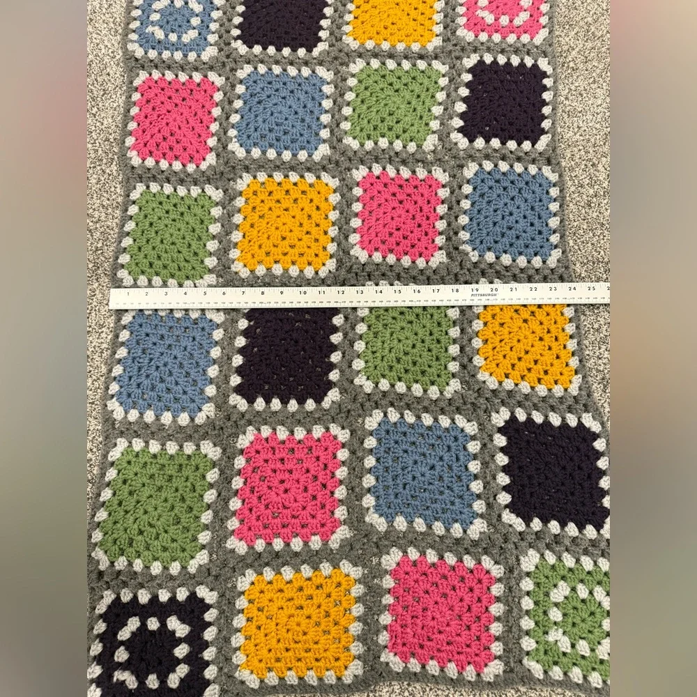 Colorful Handmade Granny Square Colorful Crochet Wrap Shawl Decorative Piece